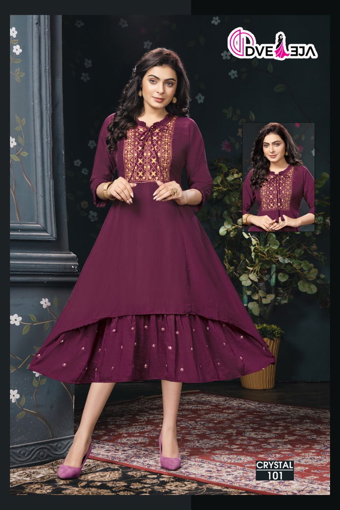 Dveeja Crystal Vol 1 Ethnic Wear Wholesale Embroidery Kurtis
